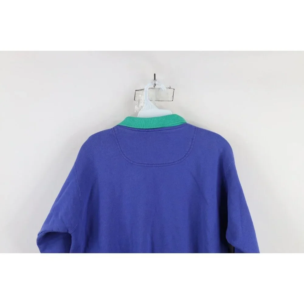 Vintage 90s Streetwear Womens Small Faded Blank Color Block Collared Sweatshirt - Picture 12 of 13